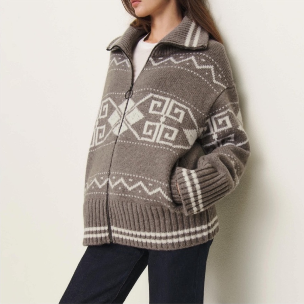 NWT MAGASCHONI Sweater Womens Medium Top Wool Blend Gray White Reformation